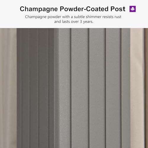 PURPLE LEAF Metal Gazebo 12' x 20' Champagne Galvanized Steel Double Roof