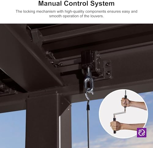 PURPLE LEAF Patio Louvered Pergola 11' x 15' Outdoor Hardtop Gazebo Bronze