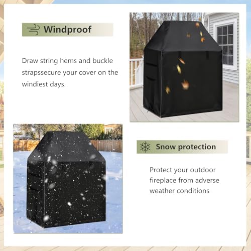 Outdoor Fireplace Cover, 42"W x 24"D x 48"H, Black