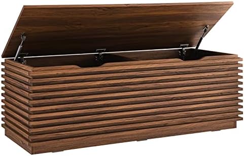 Modway Render 47" Wood Grain Storage Bench in Walnut
