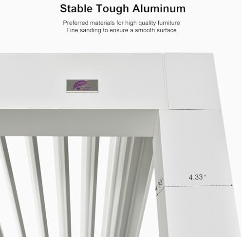 PURPLE LEAF Louvered Pergola 12' x 20' White Adjustable Hardtop for Patio