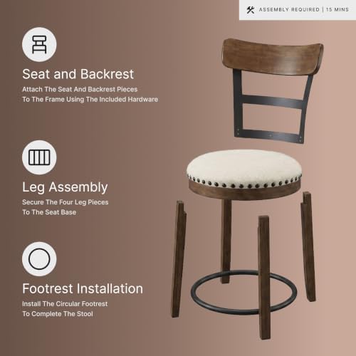 Signature Design by Ashley Valebeck Swivel Bar Stool with Back, 30 in