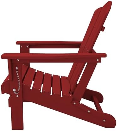 KINGYES Folding Adirondack Chair Set of 2 with Cup Holder, Red