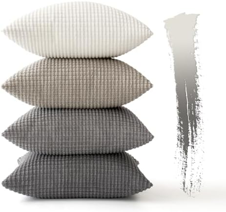MIULEE Neutral Decorative Pillow Covers 20x20 Inch Set of 4 Modern Grey