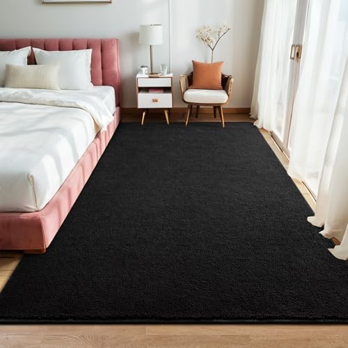 7x10 Black Area Rug Modern Aesthetic Minimalist