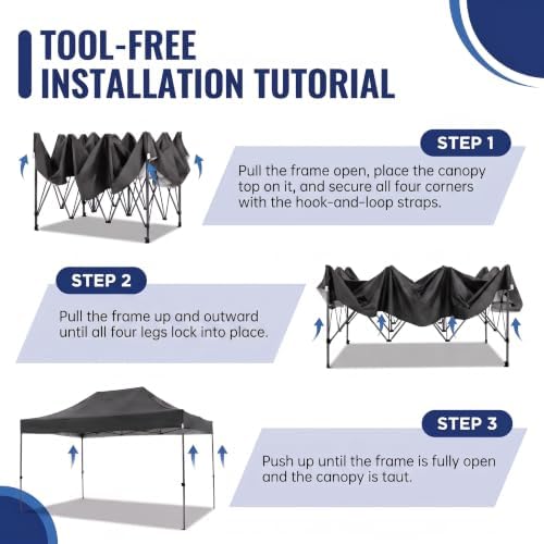 COBIZI 10x15 Pop Up Canopy Tent,Heavy Duty Canopy(Black with 4 Sidewalls)