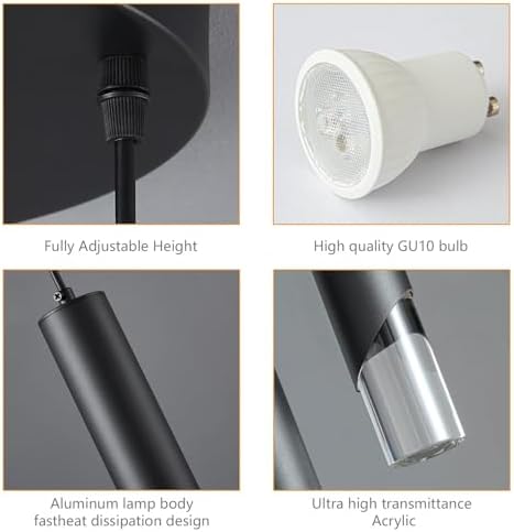 Modern Pendant Light Kitchen Light Fixture Dimmable LED Black Mini Pendant Lights Dinning Room Black Pendant Lighting for Kitchen Island Bedroom (2-Light)…