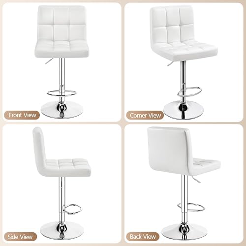 Yaheetech Bar Stools Set of 4 Adjustable Counter Height Barstools White