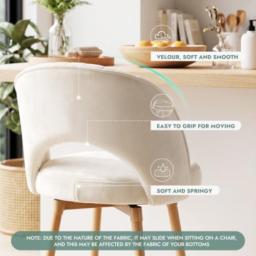 Swivel Bar Stools Set of 3, Counter Height Barstools for Kitchen Island, 26" Seat Height Bar Chairs for Dining Room, Velvet Upholstered Bar Stool with Back and Footrest, White