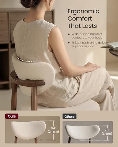 VASAGLE Wooden Bar Stools Set of 2, Linen-Look Fabric, Cappuccino Beige