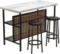 Kitchen Island with Seating & Storage, Bar Table and Chair Set, White