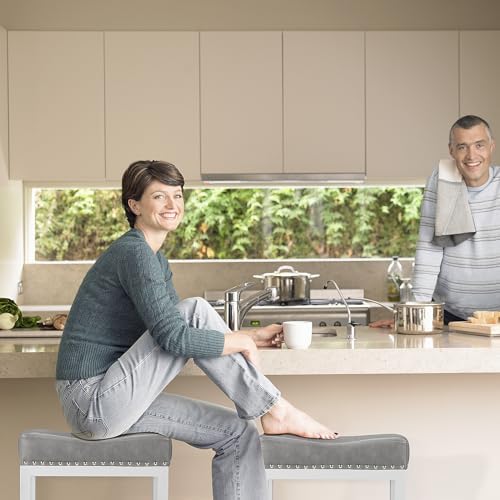 DUMOS 24 Inch Counter Height Bar Stools Set of 4, Kitchen Island, Grey