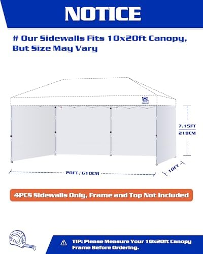 FANPAT 10x20ft Sidewalls for Canopy,Durable Gray (4Pcs Sidewalls Only)