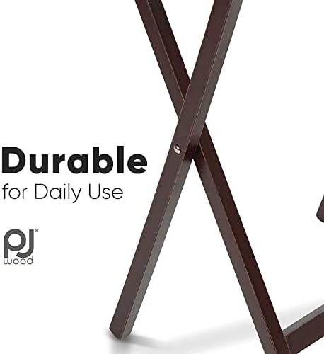PJ Wood - Folding TV Tray Set of 2 - Espresso Wood Tables