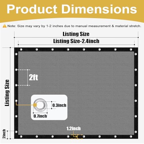 Shade&Beyond Customized Size 90% Sun Shade Cloth with Grommets, 08' X 12' Pergola Shade Cover Canopy, Mesh Tarp Sun Screens for Patio, Outdoor, Garden, Backyard, Light Gray, GN02