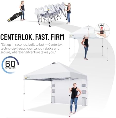 CROWN SHADES Canopy Tent 10x10 Pop Up Canopy with Side Pockets, Grid White