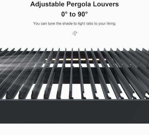 PURPLE LEAF Louvered Pergola 12' x 20' 94AS LED Strip Light Windproof