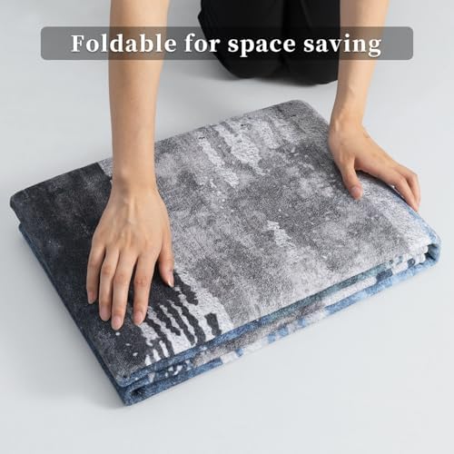 Ciicool 10x14 Area Rug Living Room Rug, Modern Abstract Washable Soft Navy