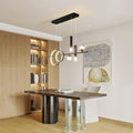 Siittoo Modern Linear Chandelier, Dimmable LED Pendant Light with Remote