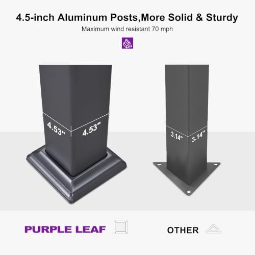PURPLE LEAF 92KS Aluminum Pergola 11.5' x 15' with LED Strip Lights, Gray