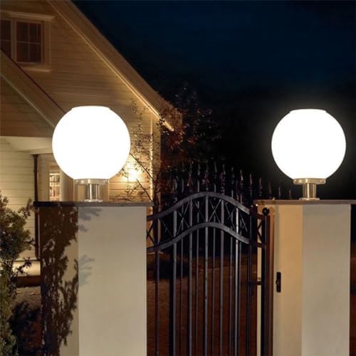 Globe Solar Post Lights Outdoor, 11.8" Waterproof Pillar Light, Column Lamp