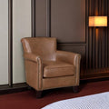 Lexicon Top Grain Genuine Leather Chair, Rolled Armrest, Brown