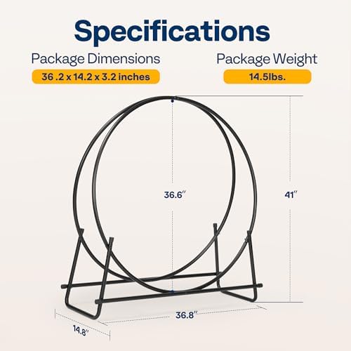 VIVOHOME 40 Inches Firewood Log Rack Hoop with Cover
