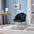 Yaheetech Flower Shape Vanity Chair with Petal Armrests, Black