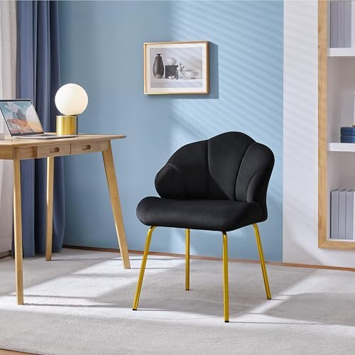 Yaheetech Flower Shape Vanity Chair with Petal Armrests, Black