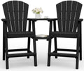 Tall Adirondack Chairs Set of 2 with Table Trays, Black