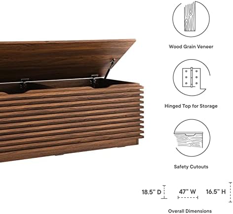 Modway Render 47" Wood Grain Storage Bench in Walnut