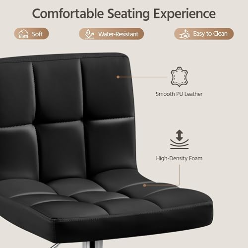 Yaheetech Bar Stools Set of 4 Adjustable Counter Height Barstools Black