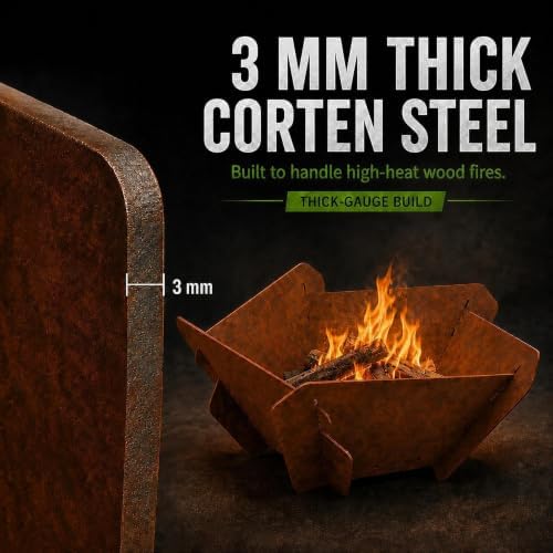 Decoroca Corten Steel Fire Pit - 27'' Wood Burning Fire Pits Outdoor