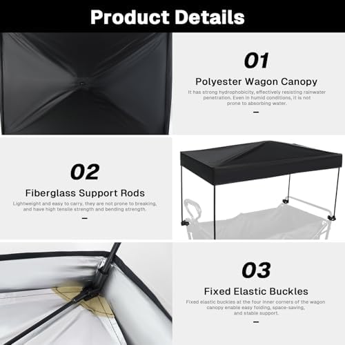 Wagon Canopy Cover Garden Push Awning Portable Outdoor Stroller Accessories Awning for Garden Wagon,Shopping,Camping (Suitable for Folded,Gathering Folded Wagon) 19.7 * 35.4 inches