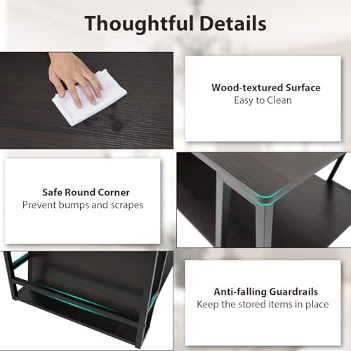 GIANTEX Modern Coffee Table with Storage, 2-Tier Wood Center Table, Brown