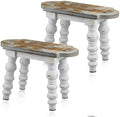 Reallnaive 2 Pack Wooden Foot Stool Vintage Farmhouse Small Plant Stand