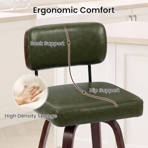 Swivel Bar Stools Set of 2, 26.7" Upholstered Counter Height Bar Chairs
