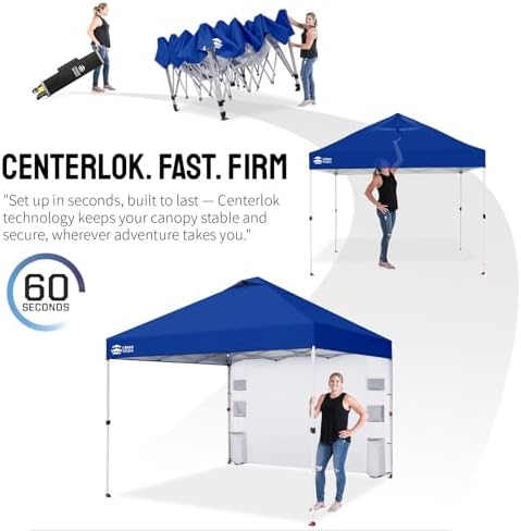 CROWN SHADES Canopy Tent 10x10 Pop Up Canopy with Side Pockets, Navy Blue