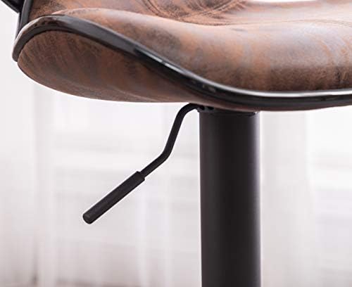 Roundhill Furniture Masaccio Weathered Brown Upholstery Airlift Adjustable Swivel Barstool with Chrome Base, Set of 2