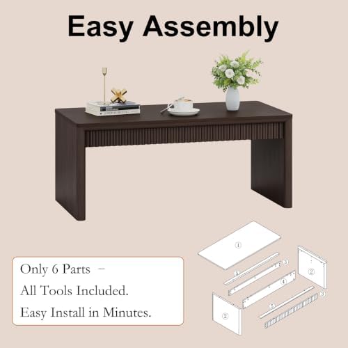 BON AUGURE Coffee Tables for Living Room, Mid-Century Modern, 43" Walnut