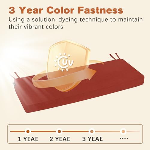 Favoyard Outdoor Bench Cushion Red 42 x 16 inch