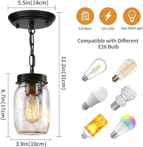 glass mason jar light fixtures kitchen island lighting shown in use