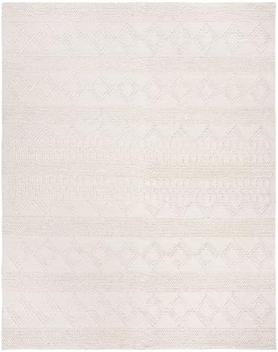 SAFAVIEH Area Rug 8x10 - Natura Collection - Large - Ivory, Handmade Wool & Cotton, Moroccan Boho Tribal Design, Ideal for Living Room, Bedroom, Dining Space (NAT102C)