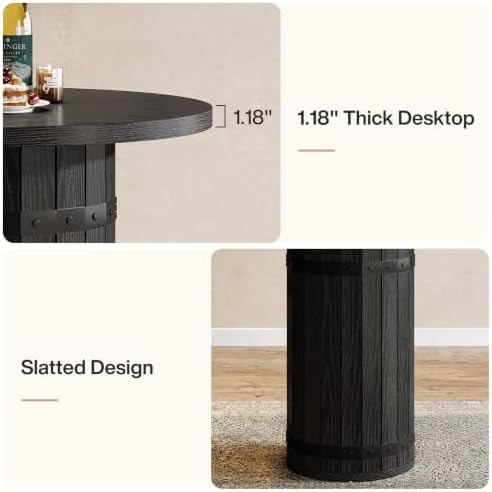 Tribesigns Round Bar Table, 39.4-Inch Bar Height, Bistro Pub Table