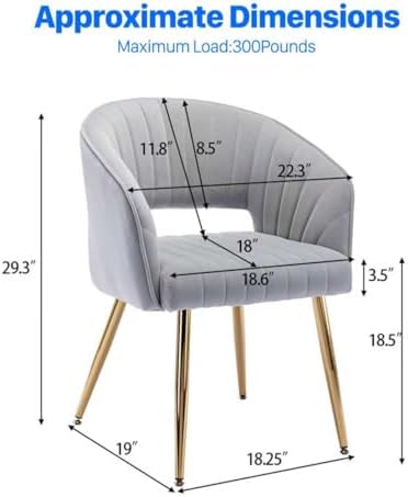 KCC Modern Dining Chairs Set of 6, Velvet Chair for Living Room,Gray