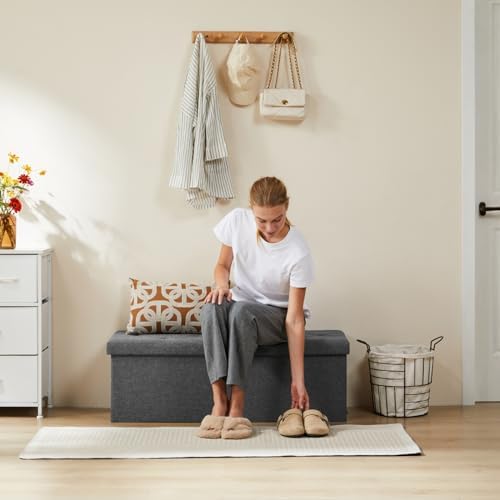 Sweetcrispy 43 Inch Folding Storage Ottoman Bench, Ottoman with Storage