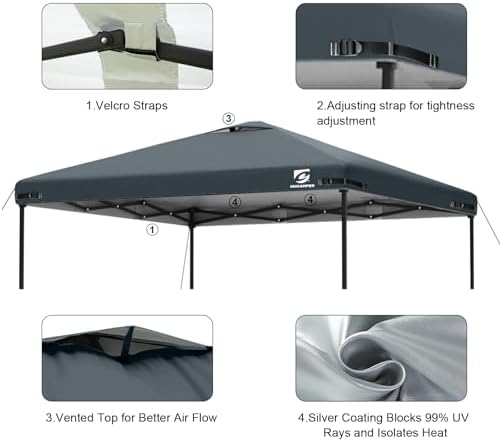 10x10 Pop Up Canopy Replacement Top Cover with Air Vent(Frame NOT INCUDE)