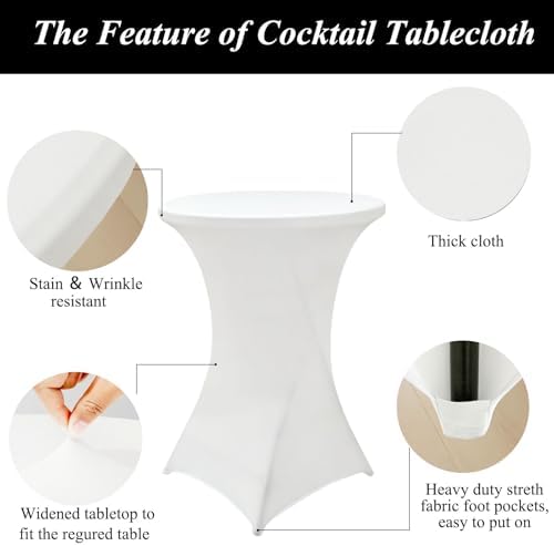 4Pack White Cocktail Table Covers 32x43 Inch Cocktail Table Tablecloth