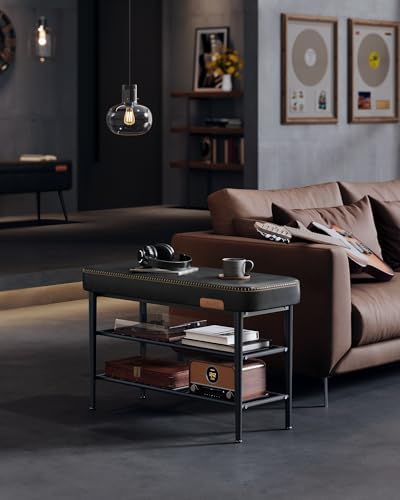 VASAGLE Shoe Bench, Synthetic Leather with Stitching, Loads 300 lb
