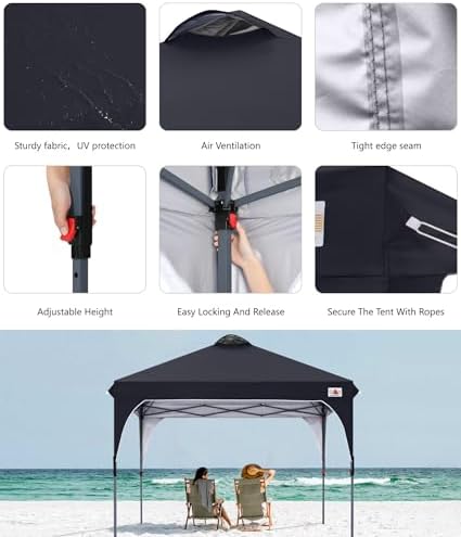 ABCCANOPY 10x10 Pop up Canopy Tent Instant Outdoor Shelter, Dark Black